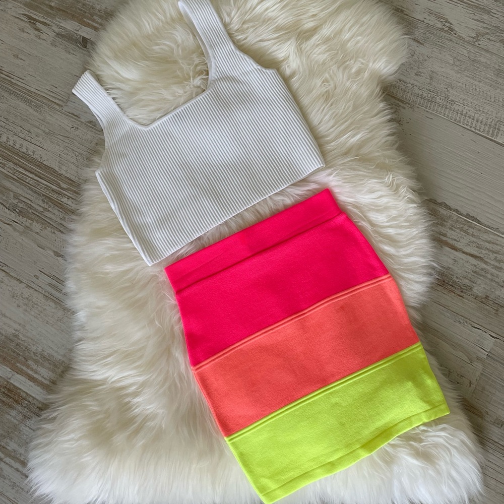 Neon Knit Mini Skirt